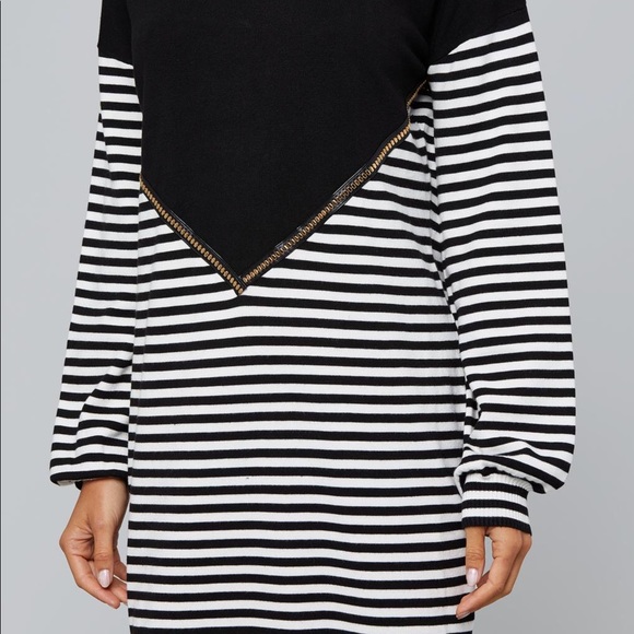 Suzy Stripe Sweater Dress in Black & White - Picture 3 of 8